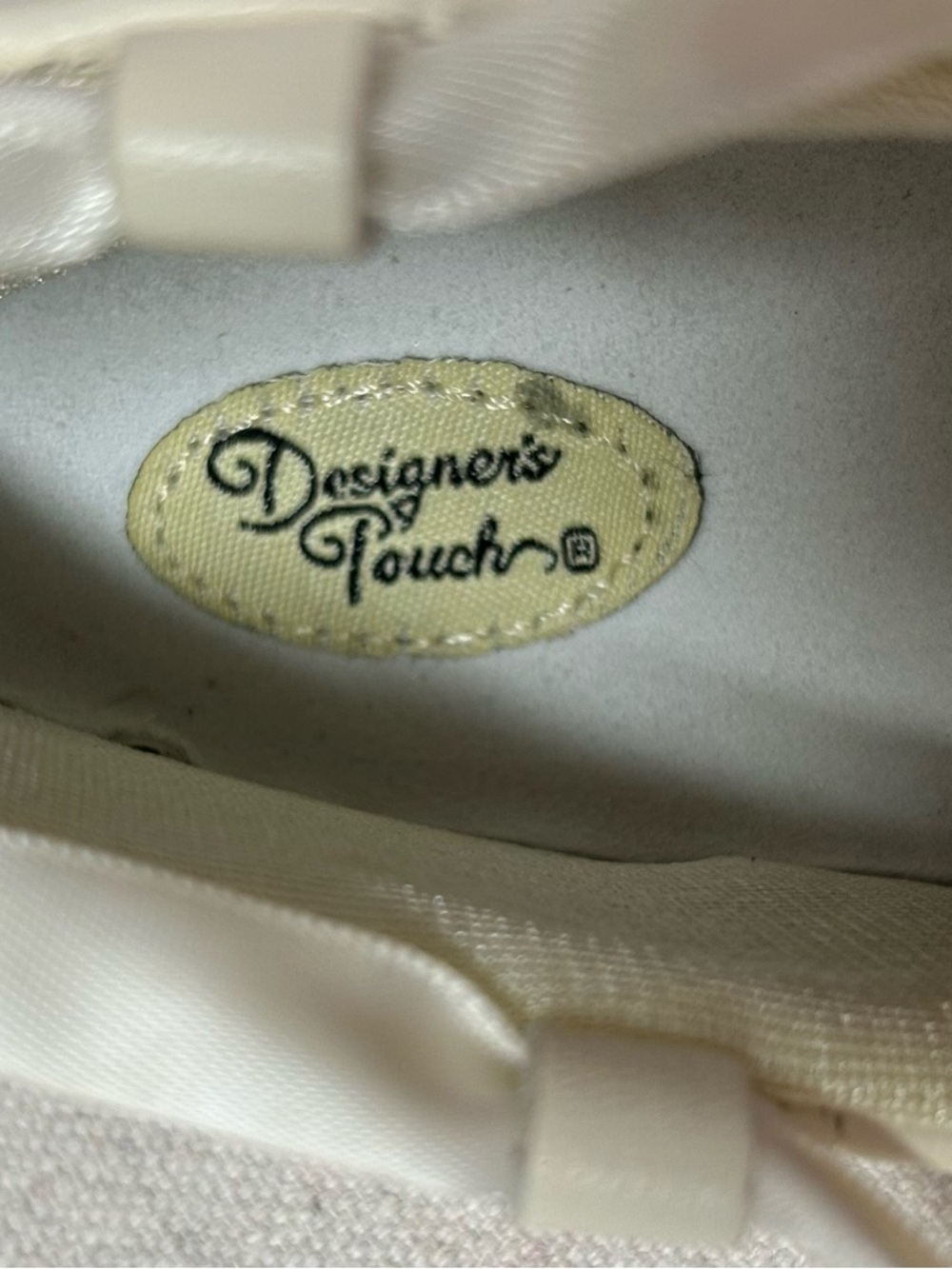 Designer’s Touch Ballet Flats Toddler Girls 6 Ivory Leather Ribbon Tie String - Picture 9 of 10